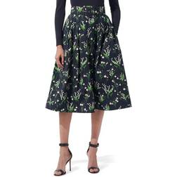 Carolina Herrera Lily of the Valley Print Midi Skirt - Midnight Multi