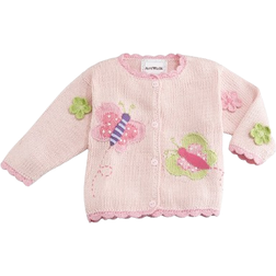 Art Walk Butterflies Cotton Button Front Sweater - Pink