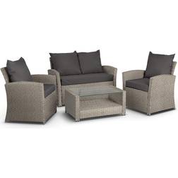 VonHaus 4-seater Lounge-Set, 1 Tisch einschl. 2 Stühle & 1 Sofas