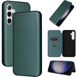 Magnetic Carbon Fiber Leather Folio Flip Case for Galaxy S24 Ultra