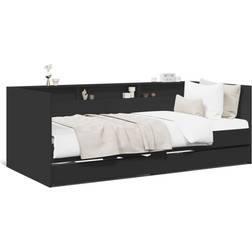 vidaXL Daybed with Drawers Black Soffa 203cm 3-sits