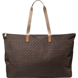 Michael Kors Jet Set Travel Large Signature Logo Print Woven Tote Bag - Brn/Acorn