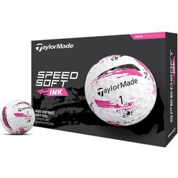 TaylorMade SpeedSoft Ink Golf Balls White/Pink