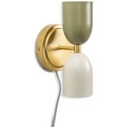 ValueLights Plug in Gold Up & Down Easy Fit Khaki/Cream Wall light