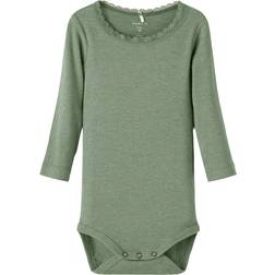 Name It Kab Long Sleeved Rib Romper - Lily Pad (13198038)