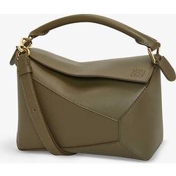 Loewe Womens Dark Khaki Green Puzzle Edge Small Leather Cross-body bag