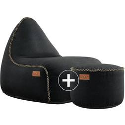 SACKit Canvas Lounge Chair & Pouf Black Sækkestol 2stk