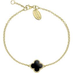 C. W. Sellors Bloom Four Leaf Clover Ball Edge Chain Bracelet - Gold/Black