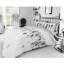 Smart Living Printed Feathers Duvet Cover White (230x220cm)