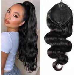 Hexeh Extension Body Wave Drawstring Ponytail 16inch Black