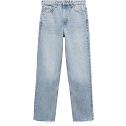 Mango Blanca Straight Fit Cropped Jeans - Medium Blue