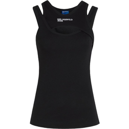 Karl Lagerfeld Layered Ribbed Tank Top - Black