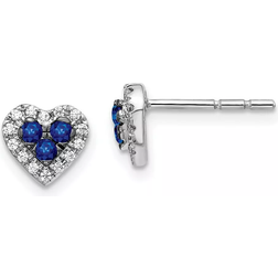 Goldia Heart Post Earrings - White Gold/Sapphire/Diamonds