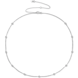 Macy's Bezel Necklace - Silver/Diamonds