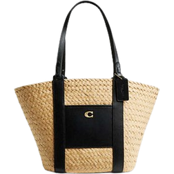 Coach Small Straw Pocket Tote - Brass/Natural