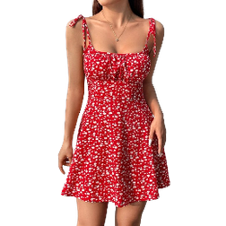 Shein Essnce Floral Print Pleated Bust Slip Dress