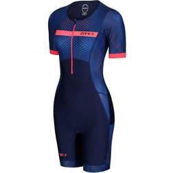 Zone3 Revolution Short Sleeve Trisuit - Navy/Coral