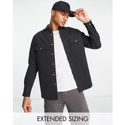 ASOS DESIGN – Hemdjacke Baumwolle in Schwarz