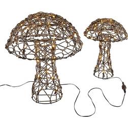 Lights4fun Mushroom Brown Éclairage au Sol 40cm 2pcs