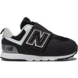 New Balance Toddler's 574 Hook & Loop - Black with Silver Metallic