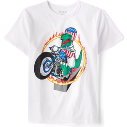 The Children's Place Boy's Americana Dino Graphic Tee - White