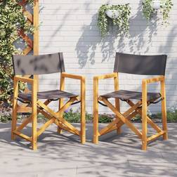 vidaXL Folding Garden Chairs 2 Pcs Dark Grey