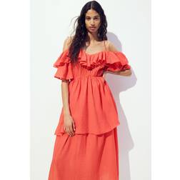 H&M Damen Cold-Shoulder-Kleid Orange