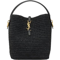 Saint Laurent Le 37 Raffia Bucket Bag - Black