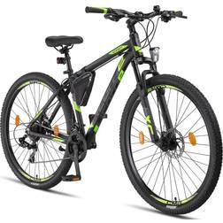 Licorne Bike Effect Premium Mountain Bike 29 Inch, 21 Speed Gear - Black/Lime Men's Bike