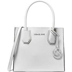 Michael Kors Mercer Medium Pebbled Leather Crossbody Bag - Optic White