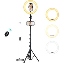 Aukey stativ 10" dimmbar ringlicht steh-modell 360° universeller telefonhalter
