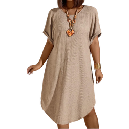 Shein LUNE Plus Size Women's Batwing Sleeve Textured Bodycon Dress