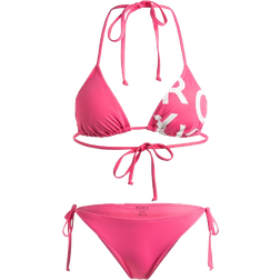 Roxy Beach Classics Tie Side Triangle Bikini Set - Shocking Pink