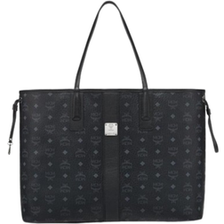 MCM Reversible Liz Large Shopper In Visetos - Black