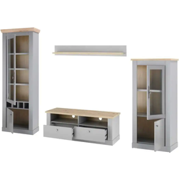 Claira Wall Unit Grey/Oak Vitrine 71x201cm 4Stk.