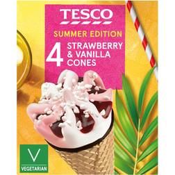 Tesco Strawberry & Vanilla Cones 4 X 44cl 4pcs 1pack