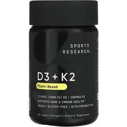 Sports Research Vitamin D3 + K2 with Coconut MCT Oil