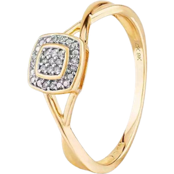 T.H.Baker Square Cluster Promise Ring - Gold/Diamonds