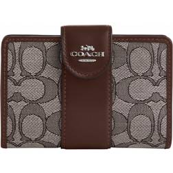 Coach Medium Corner Zip Wallet In Signature Jacquard - Oak/Maple