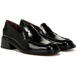 Franco Sarto Gabriella Heeled Loafer Black Patent Faux Leather Round Toe