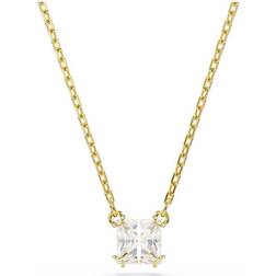 Swarovski Stilla Gold Tone Square Cut Crystal Necklace - White