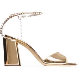 Jimmy Choo Saeda 85 Metallic Leather - Gold Crystal Honey