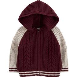 Carter's Baby's Hooded Cable Knit Jacket - Maroon