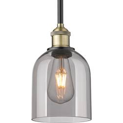 Innovations Lighting Bella Mini Wide Black Antique Brass/Light Smoke Pendant Lamp 5.5"