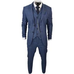 Truclothing Men's 3 Piece Prince Of Wales Check Suit - Blue