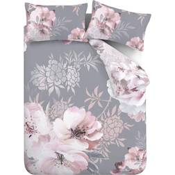 Catherine Lansfield Dramatic Floral Reversible Duvet Cover Grey (230x220cm)