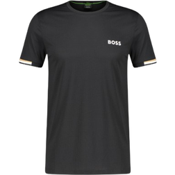 HUGO BOSS X Matteo Berrettini Waffle Fabric with Signature Stripe Artwork T-shirt - Black