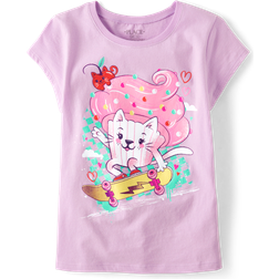 The Children's Place Kid's Cupcake Cat Skateboard Graphic Tee - Lilac Luster (3046142_1253)