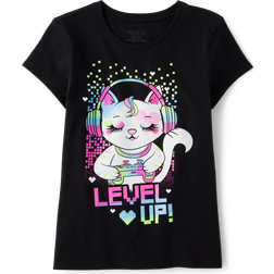 The Children's Place Girl's Level Up Cat Graphic Tee - Black