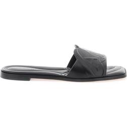 Alexander McQueen Embossed Seal Logo Slides - Black